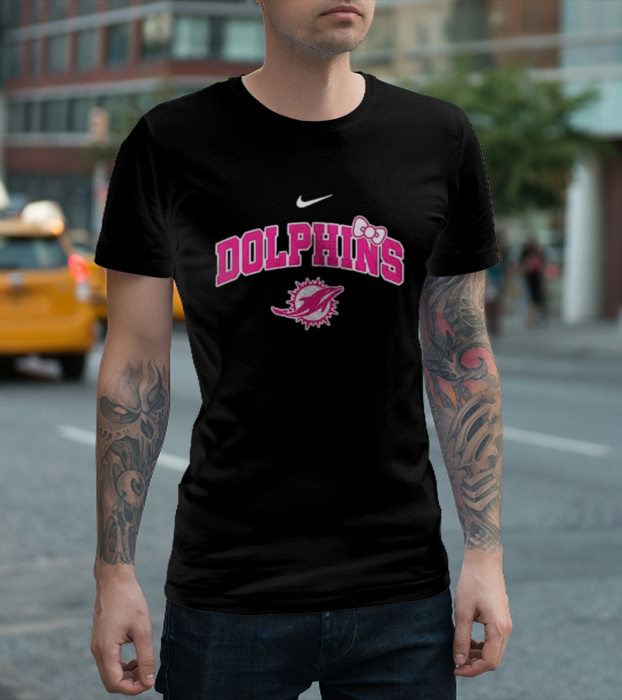 Miami Dolphins X Hello Kitty Her Fight Is Our Fight Pink Out T-Shirt