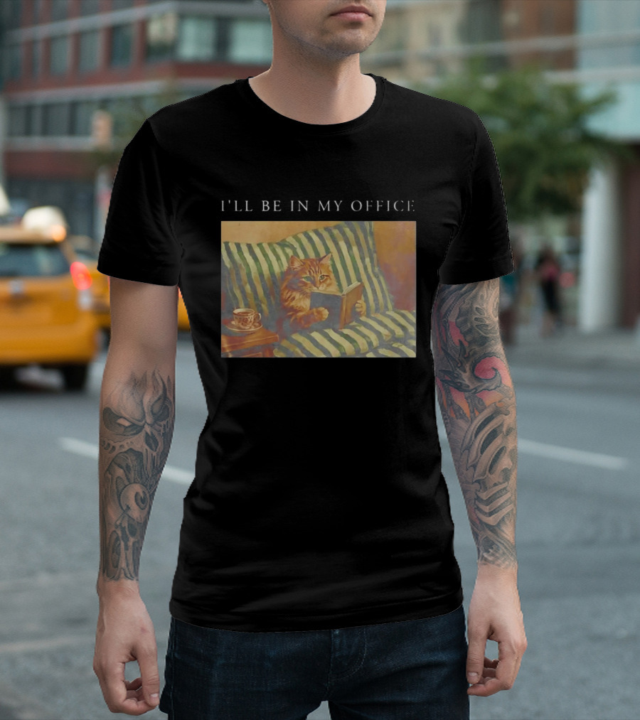 Cat I'll Be In My Office Reading With Coffee T-Shirt