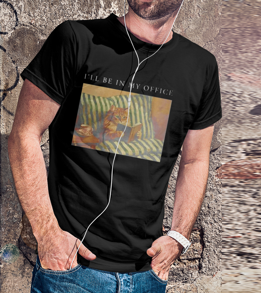 Cat I'll Be In My Office Reading With Coffee T-Shirt