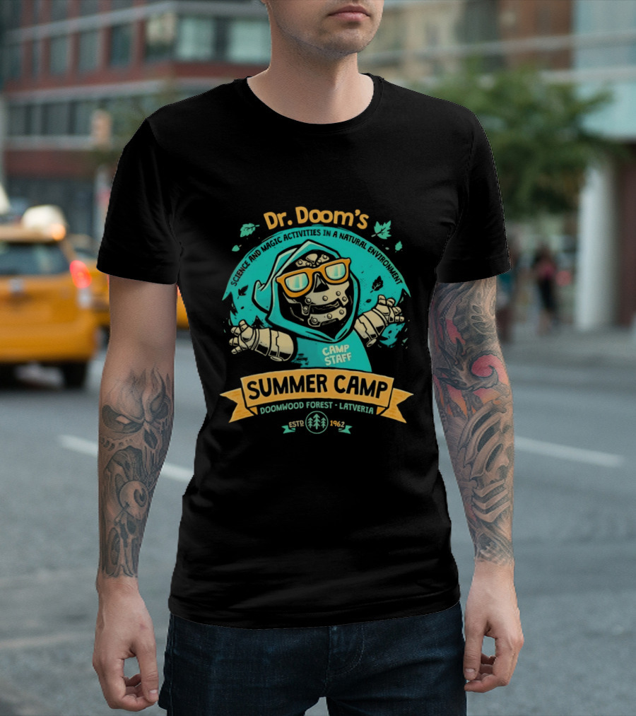 Dr. Doom's Summer Camp Doomwood Forest Latveria Camp Staff Marvel Adventures T-Shirt