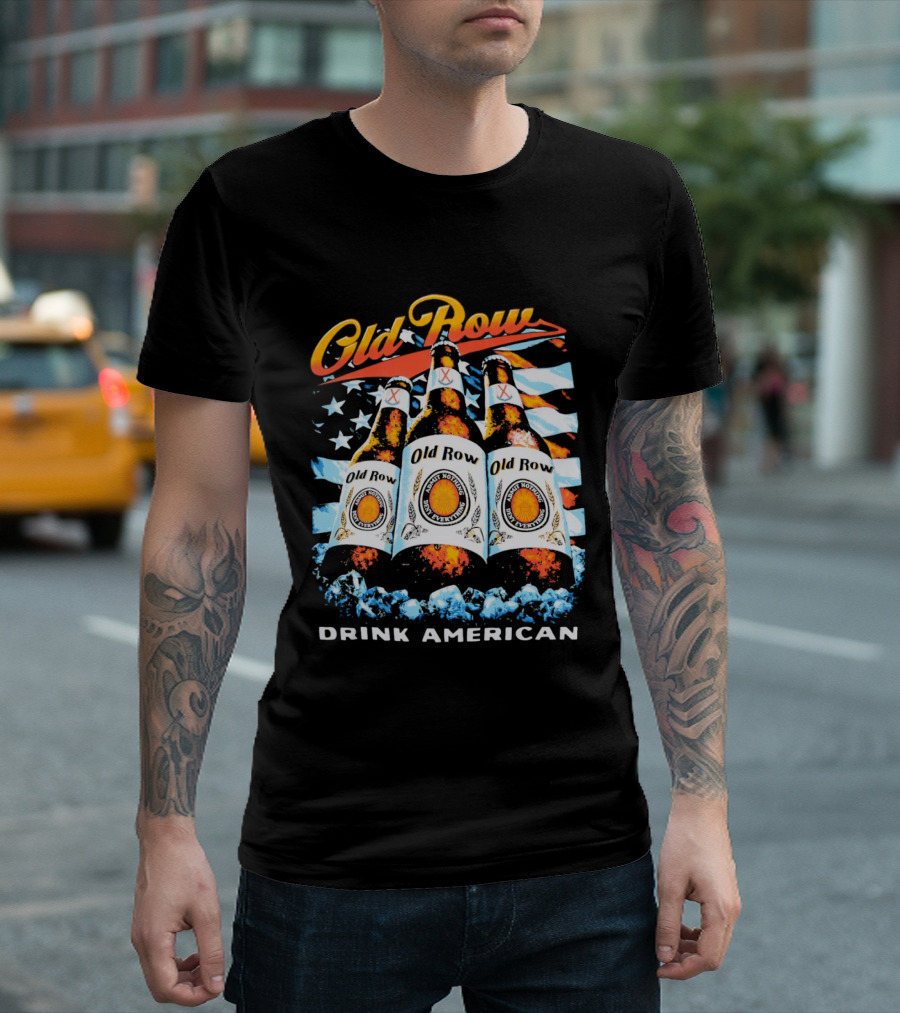 Old Row Beer Bottles American Flag Drink American T-Shirt
