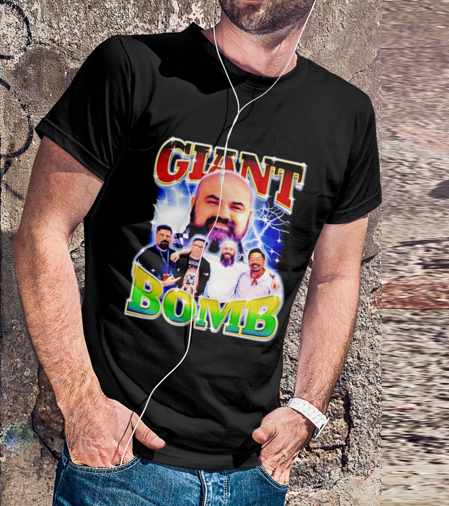 Giant Bomb Crew With Lightning Background 2026 T-Shirt