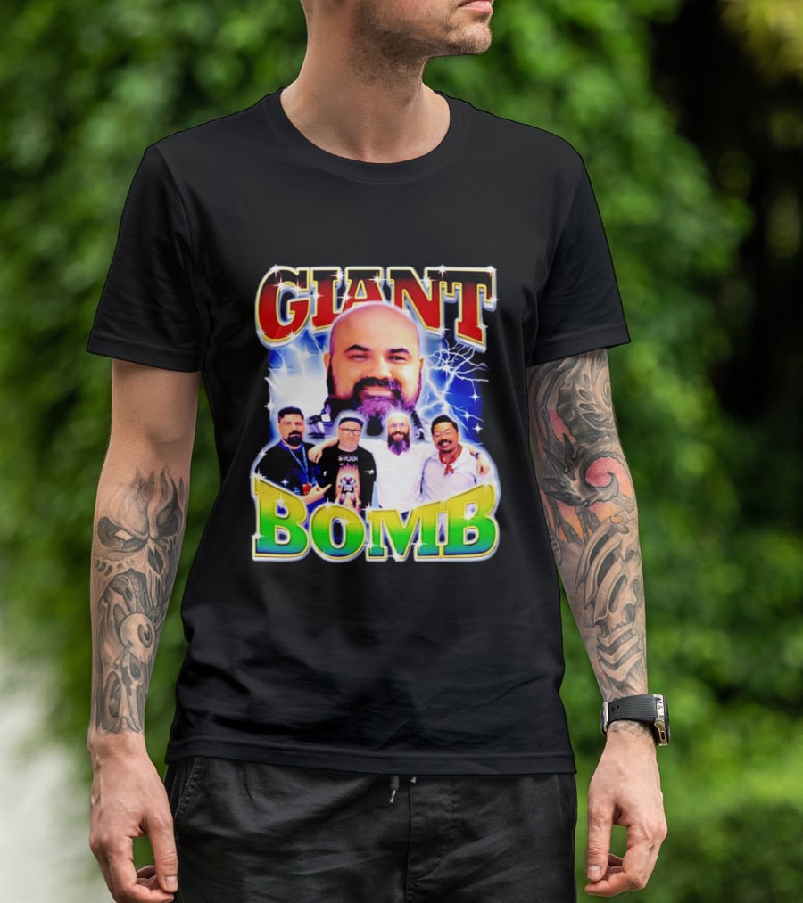 Giant Bomb Crew With Lightning Background 2026 T-Shirt