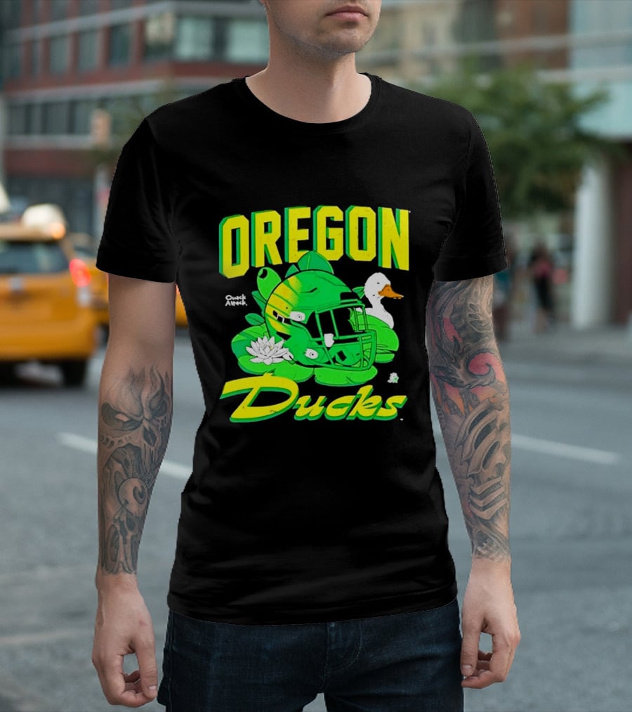 Oregon Ducks Football Helmet And Duck T-Shirt