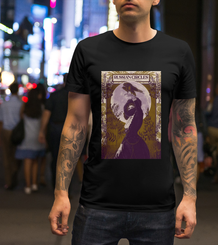 Russian Circles Live At Dunk!Fest 2026 Zottegem Belgium Moonlit Woman And Bird T-Shirt