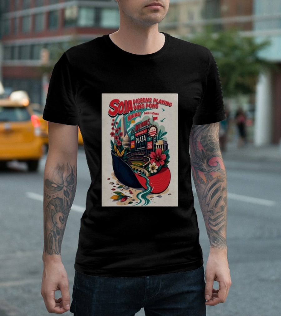 SOJA Pigeons Playing Ping Pong Nationals Park Plaza Stage Washington DC August 1 2026 T-Shirt
