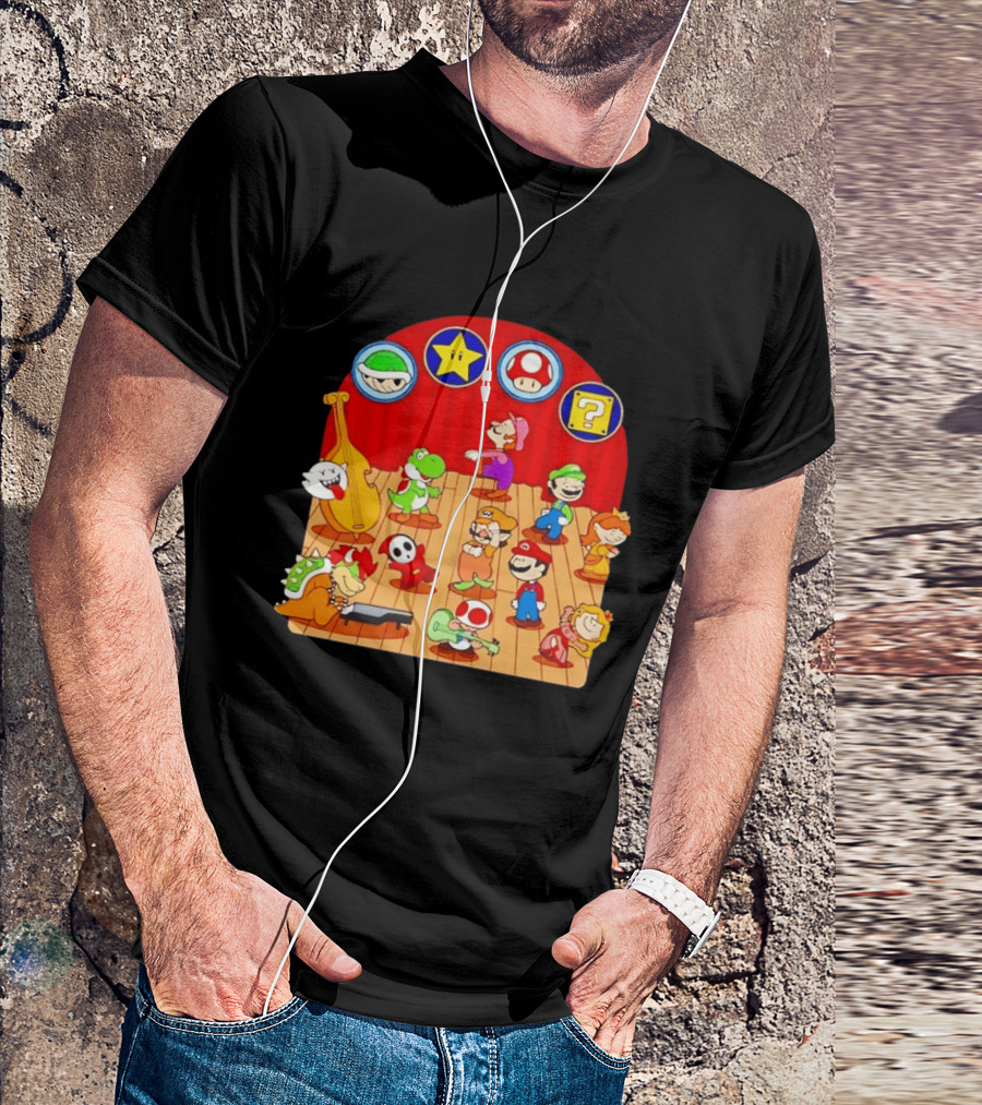 Super Mario Bros Peanuts Characters Dancing Plumber Game Mashup T-Shirt