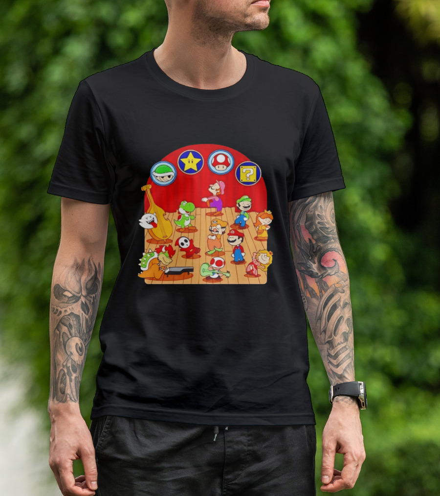 Super Mario Bros Peanuts Characters Dancing Plumber Game Mashup T-Shirt