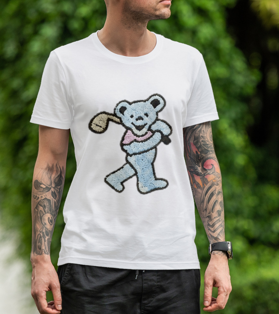 2026 Grateful Dead Bear Golf Embroidered Patch T-Shirt