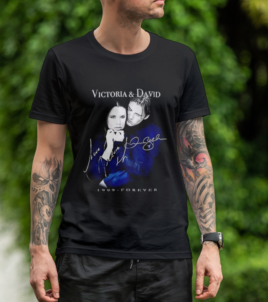 Victoria And David Beckham 1999 Forever Signatures T-Shirt