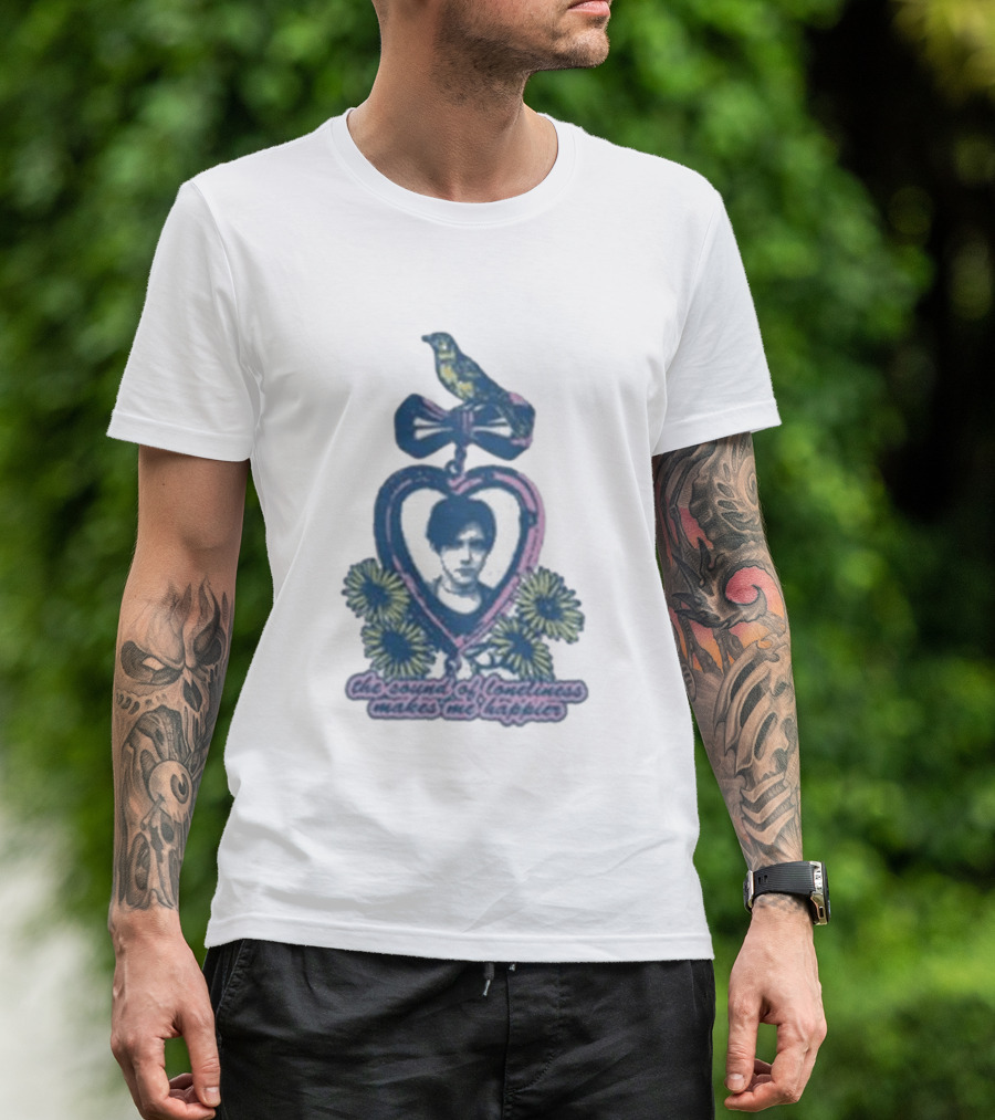 Bright Eyes Yellow Bird Heart Pendant Sound Of Loneliness Makes Me Happier T-Shirt