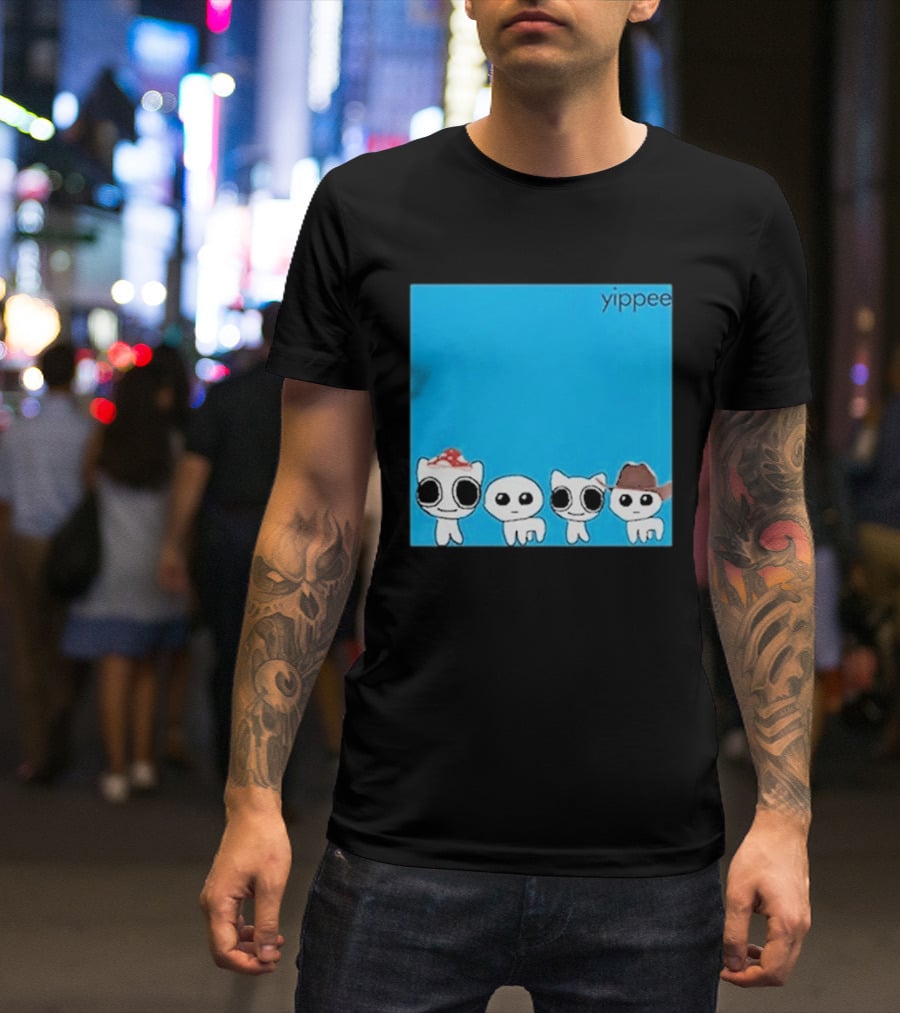 Yippee Blue Album Cringey Cartoon Characters With Cowboy And Chef Hats T-Shirt