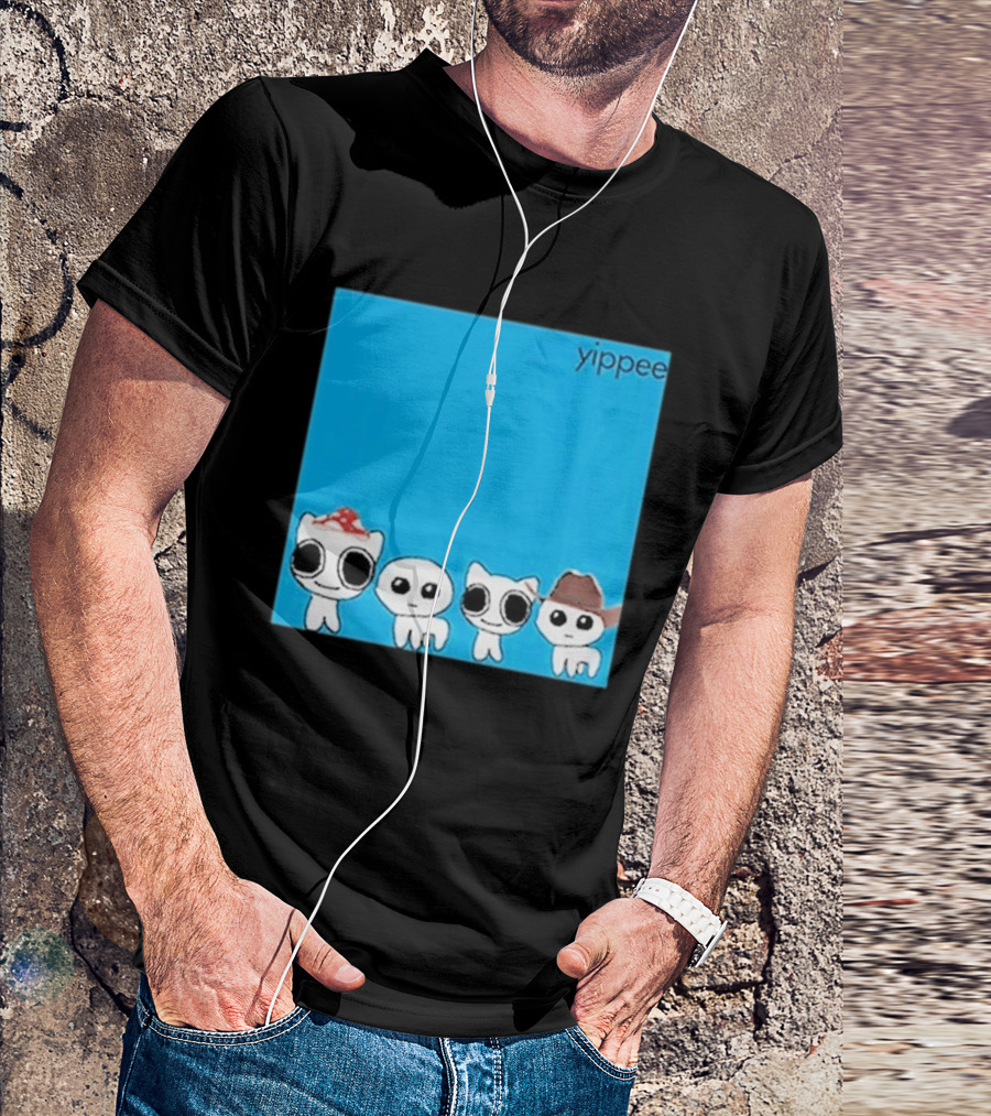 Yippee Blue Album Cringey Cartoon Characters With Cowboy And Chef Hats T-Shirt