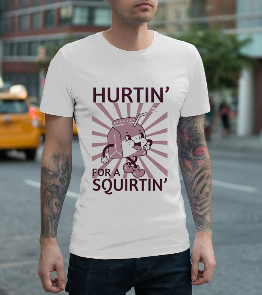 Hurtin' For A Squirtin' Milk Carton Retro Cartoon T-Shirt