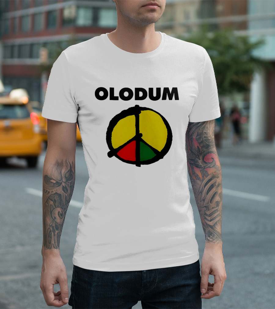 Michael Olodum Peace Symbol Red Yellow Green T-Shirt