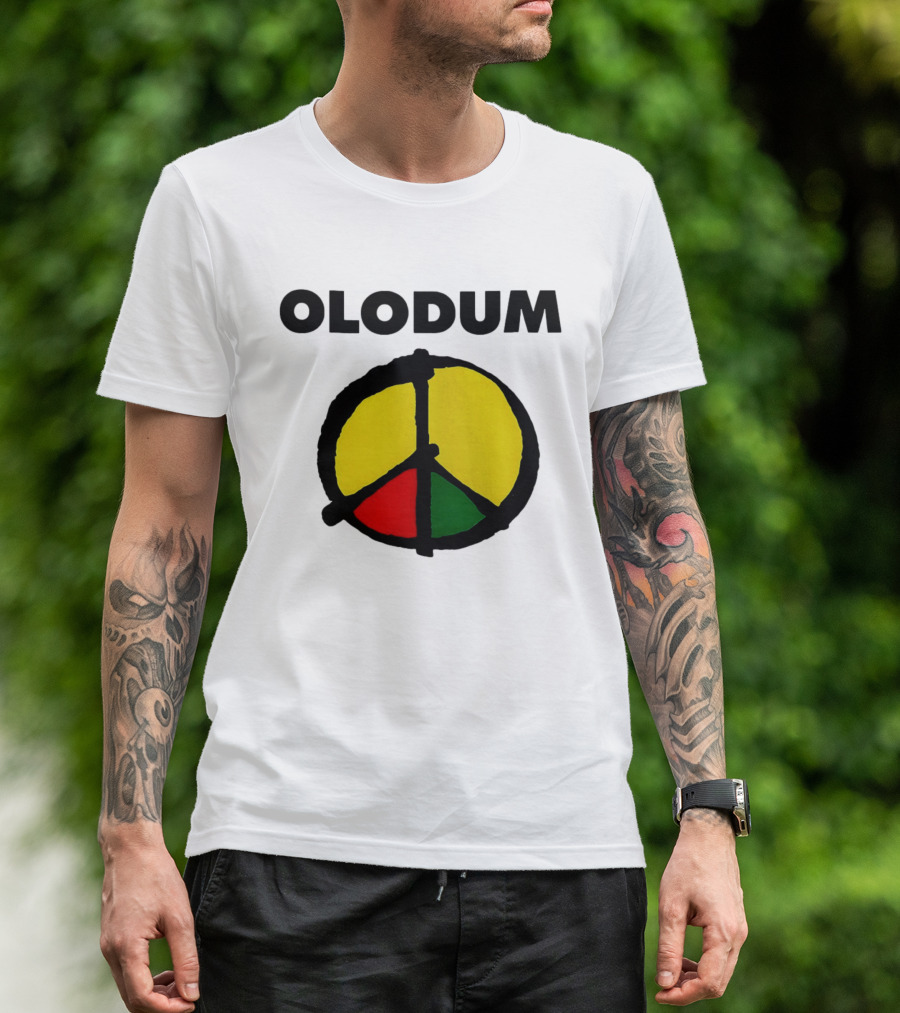 Michael Olodum Peace Symbol Red Yellow Green T-Shirt