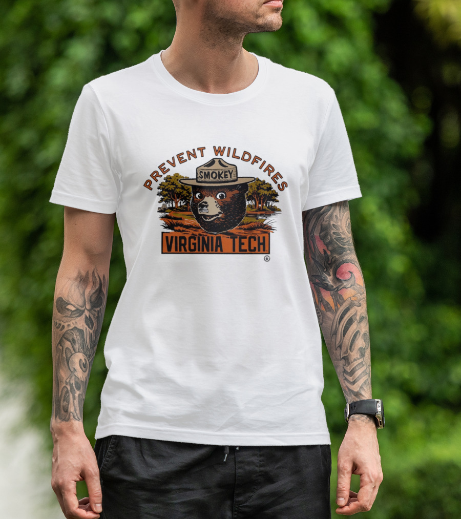 Smokey Bear Virginia Tech Prevent Wildfires Collaboration T-Shirt
