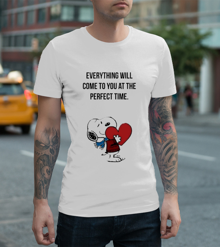 Snoopy Peanuts Everything Will Come To You At The Perfect Time Red Heart T-Shirt
