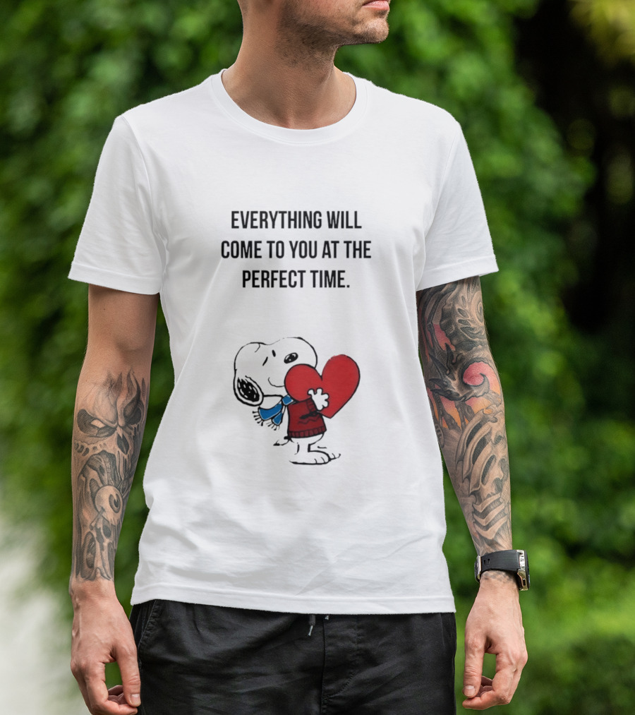 Snoopy Peanuts Everything Will Come To You At The Perfect Time Red Heart T-Shirt