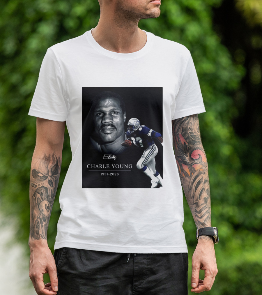 Seattle Seahawks Charle Young 1951 2026 Remembrance T-Shirt