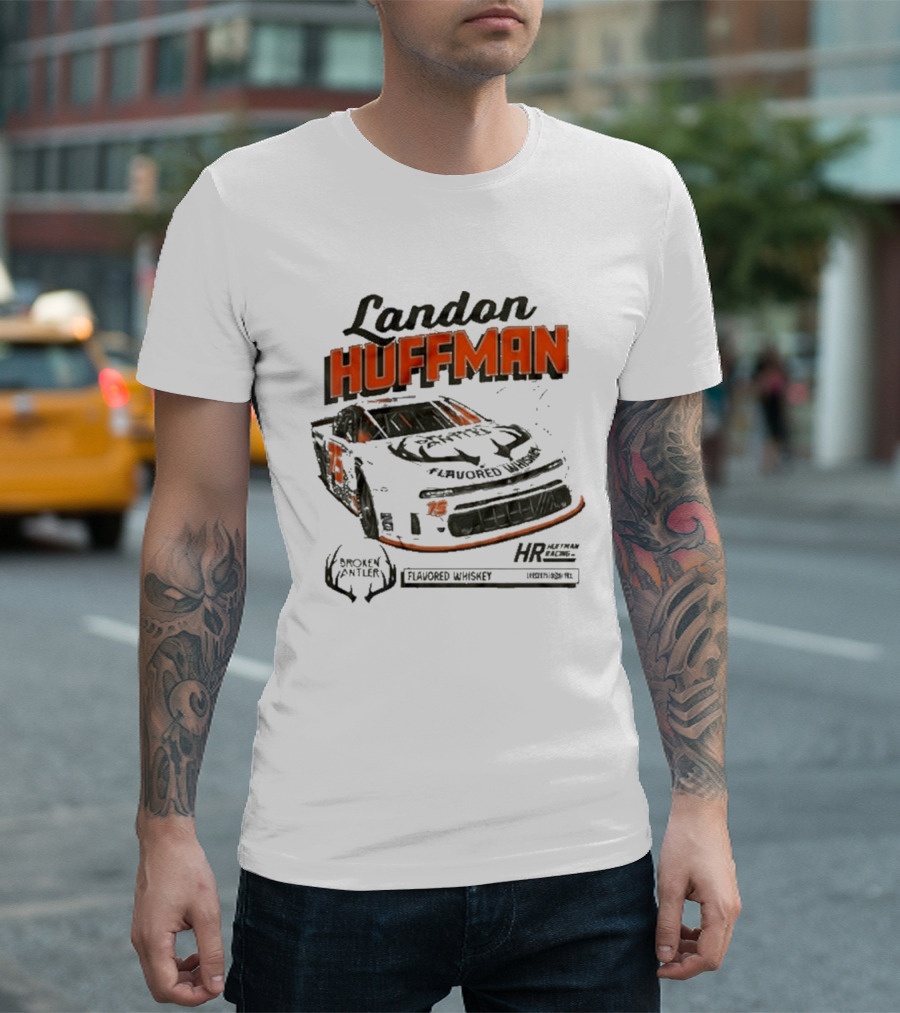 Landon Huffman 2026 Get Bucked Broken Antler Flavored Whiskey Racing Car T-Shirt
