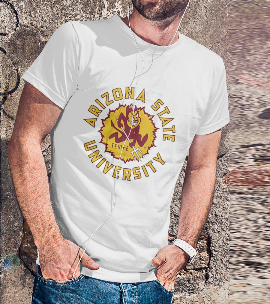 Arizona State University Sunburst Tempe Sparky Pitchfork T-Shirt