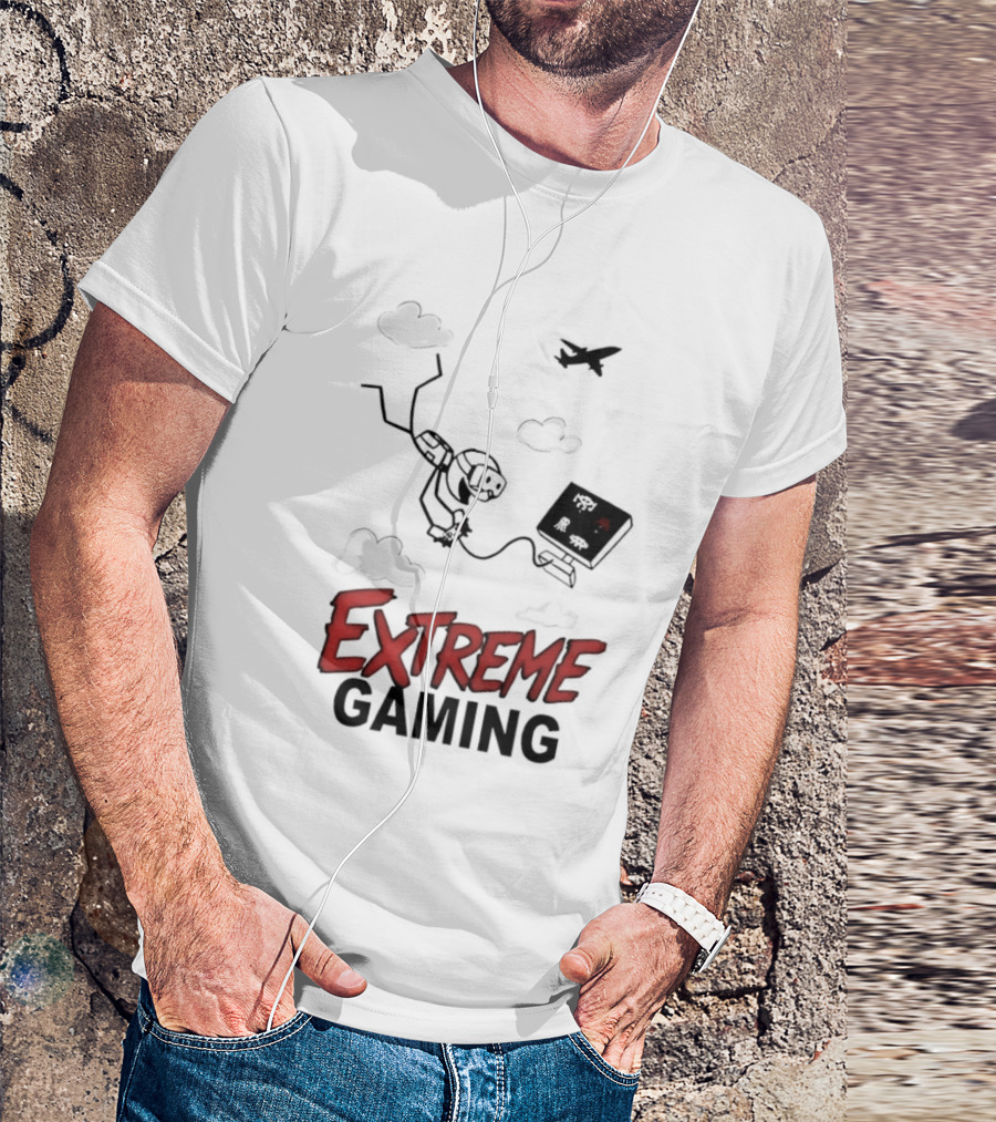 Boys Extreme Gaming Adventure Controller Clouds Plane T-Shirt