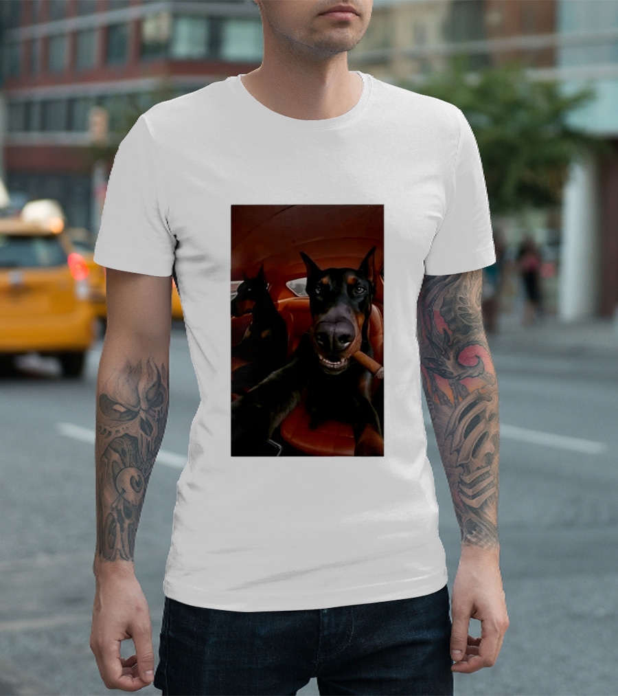 Doberman Smoking Cigar In Car Selfie T-Shirt