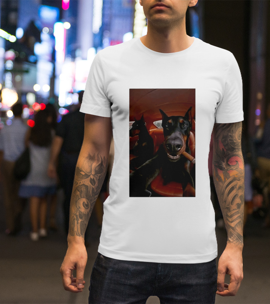 Doberman Smoking Cigar In Car Selfie T-Shirt