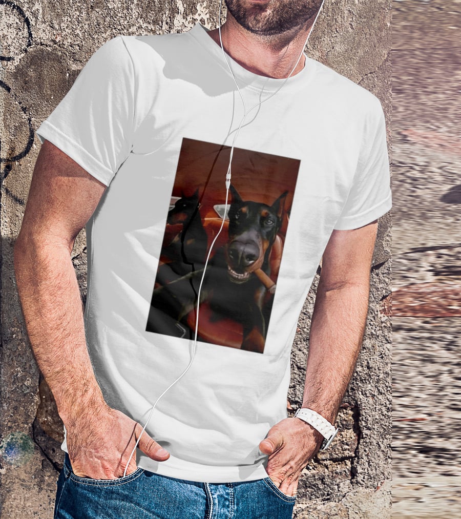Doberman Smoking Cigar In Car Selfie T-Shirt