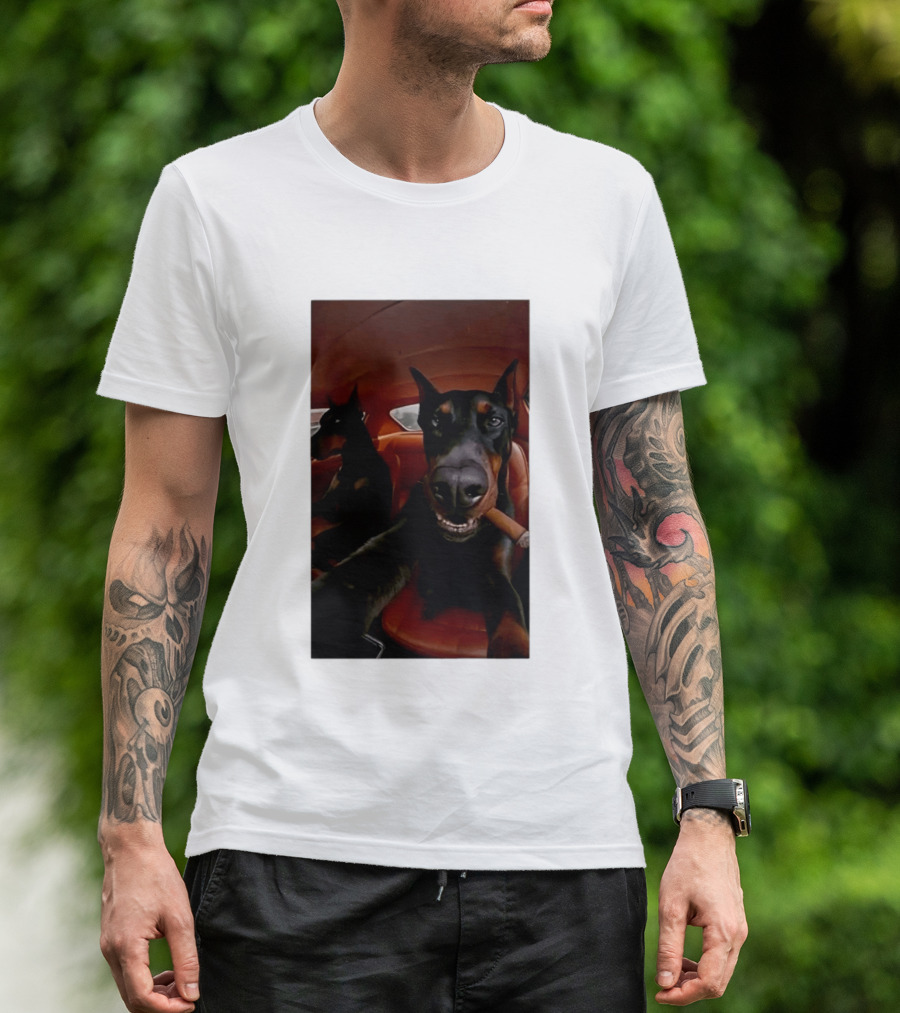 Doberman Smoking Cigar In Car Selfie T-Shirt