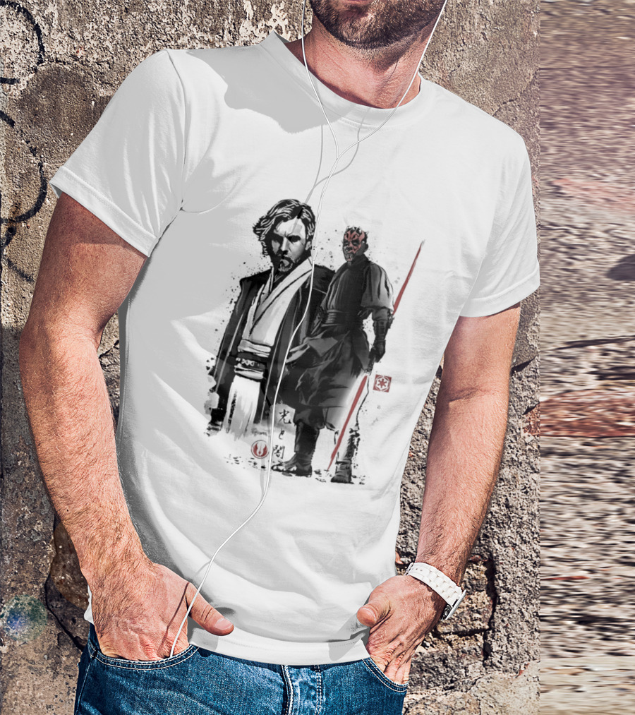 Fueled By Hatred And Revenge Obi Wan Kenobi Darth Maul Japanese Sumi E T-Shirt