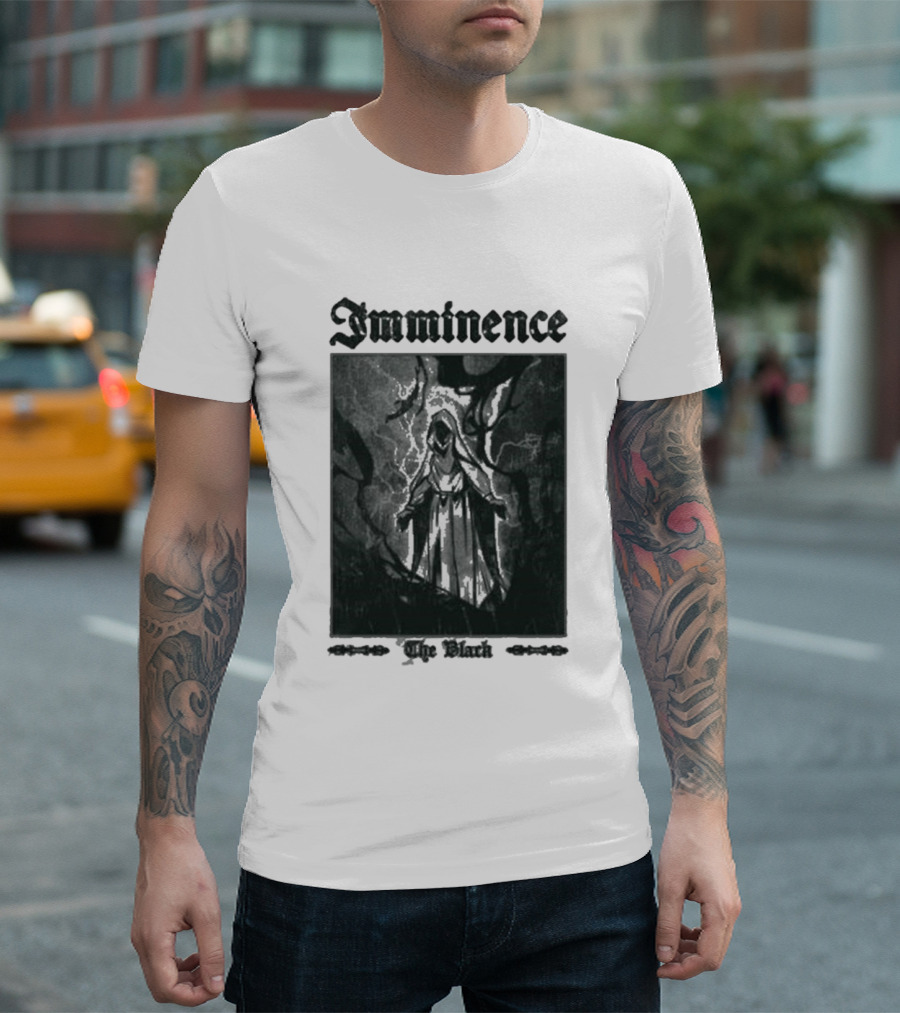 Imminence The Black Oracle Cloaked Figure With Lightning And Trees T-Shirt