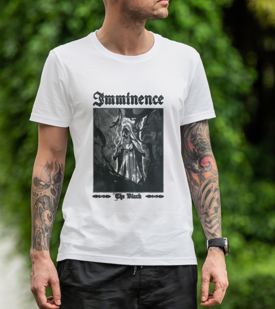 Imminence The Black Oracle Cloaked Figure With Lightning And Trees T-Shirt