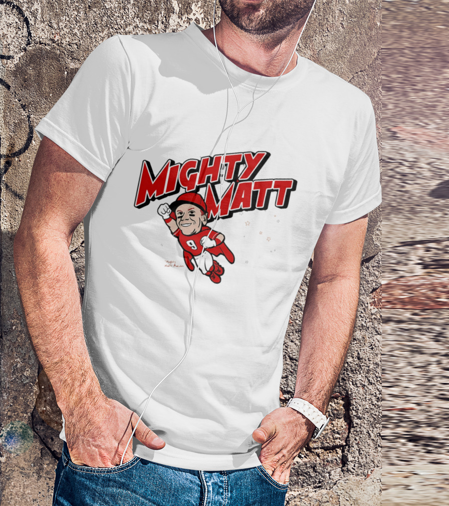 Mighty Matt McLain Cincinnati Reds Cartoon Superman T-Shirt