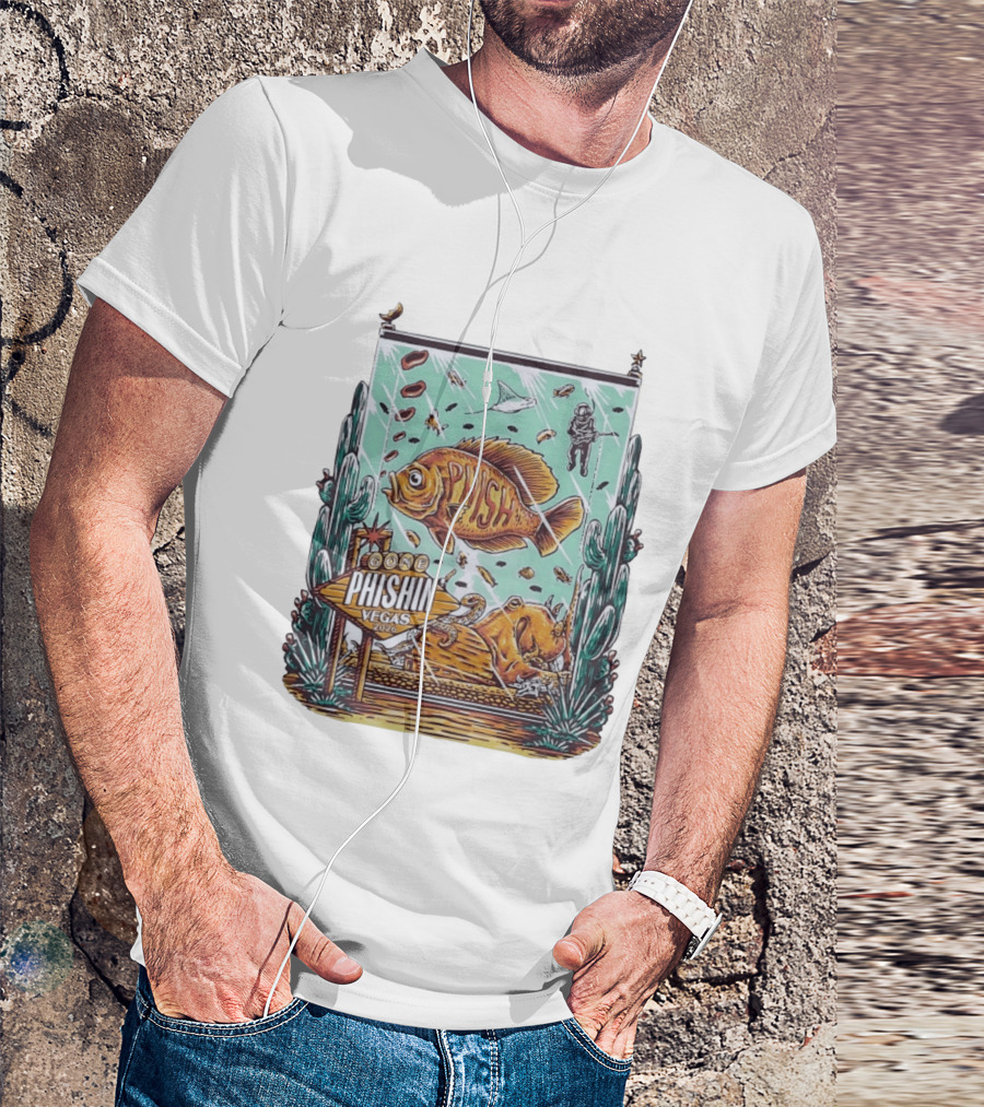 Gone Phishin Vegas 2026 Colorful Fish And Cactus Scene T-Shirt