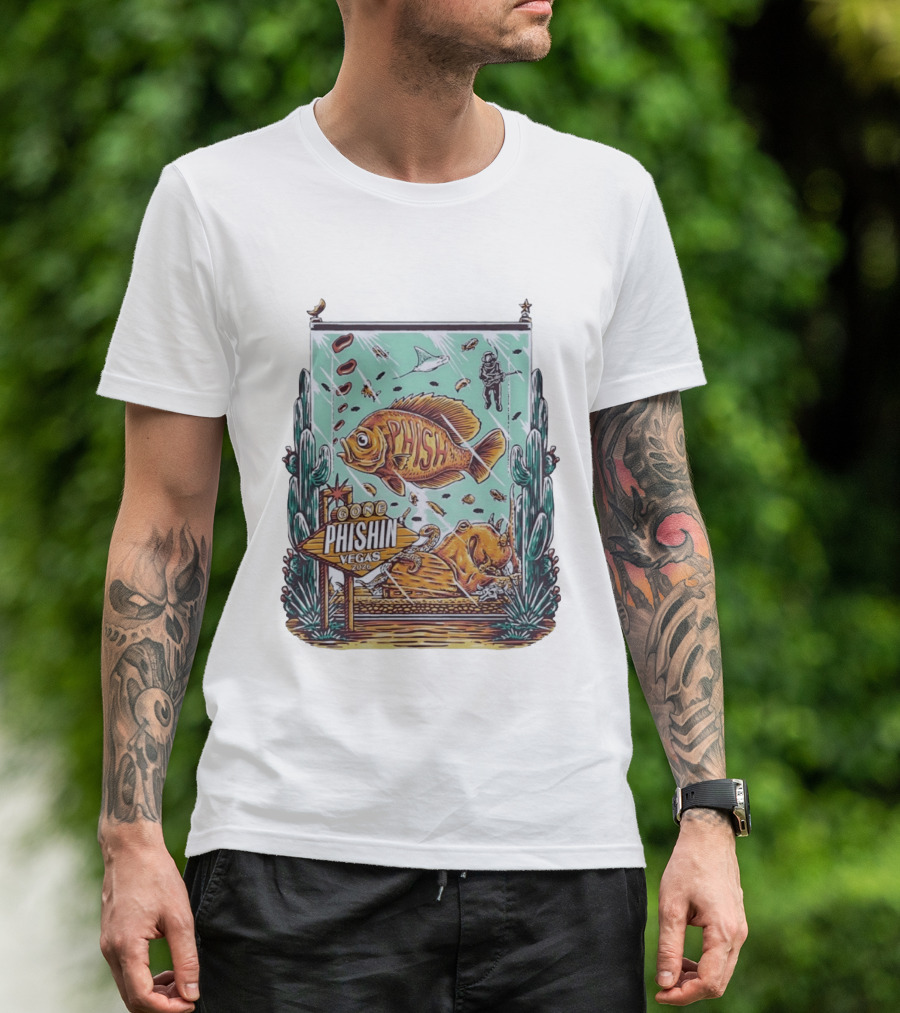 Gone Phishin Vegas 2026 Colorful Fish And Cactus Scene T-Shirt