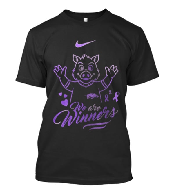 Arkansas Razorbacks Cancer Survivor We Are Winners Nike Purple Ribbon T-Shirt