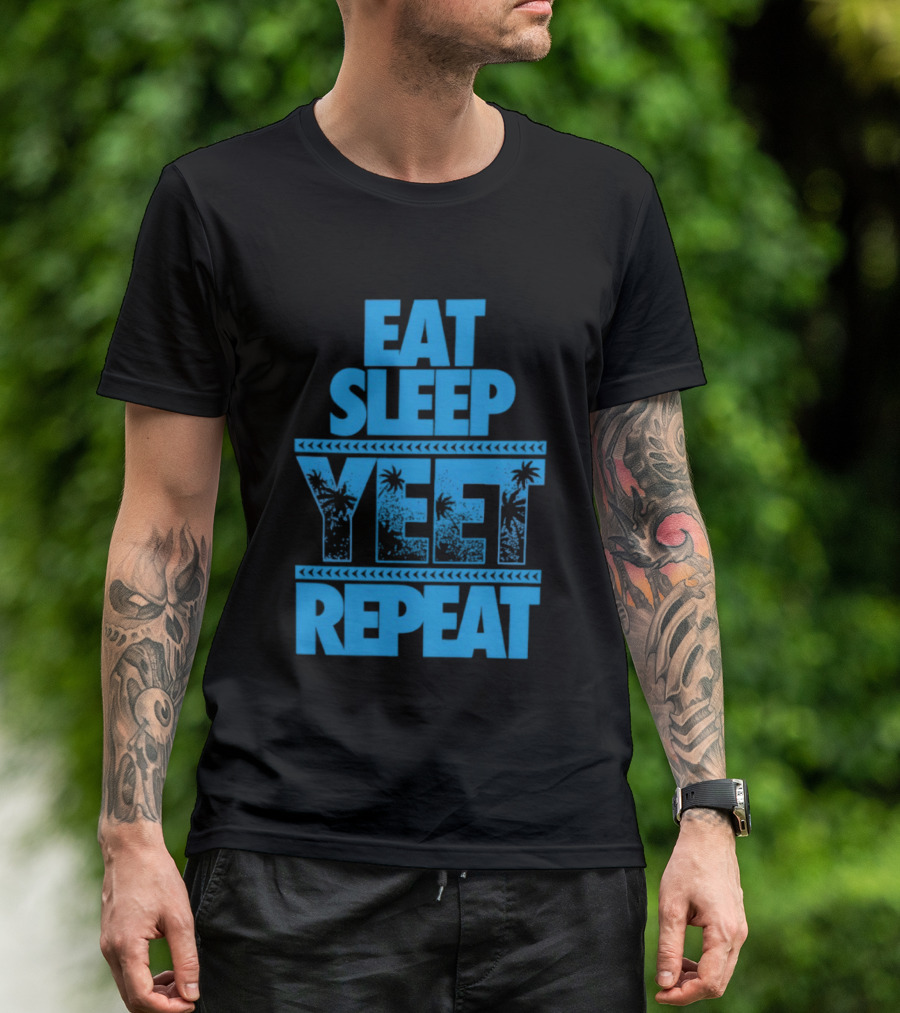 Eat Sleep Yeet Repeat WWE Jey Uso Blue Tropical T-Shirt