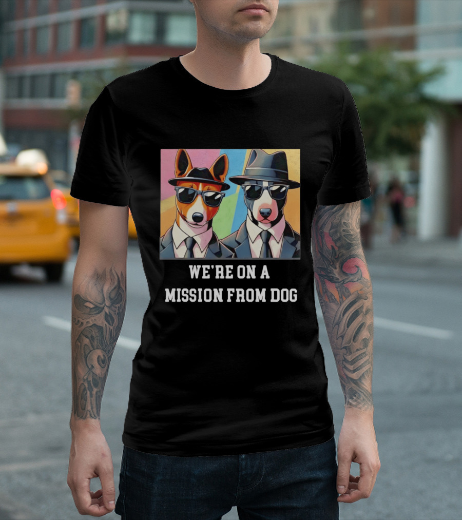 Basenji Dog Black Suit Mission From Dog Sunglasses And Hats T-Shirt