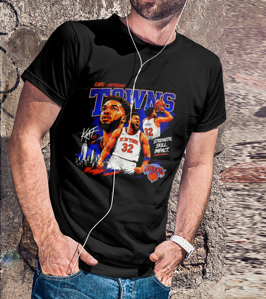 Karl Anthony Towns New York Knicks Strength Skill Impact 32 T-Shirt