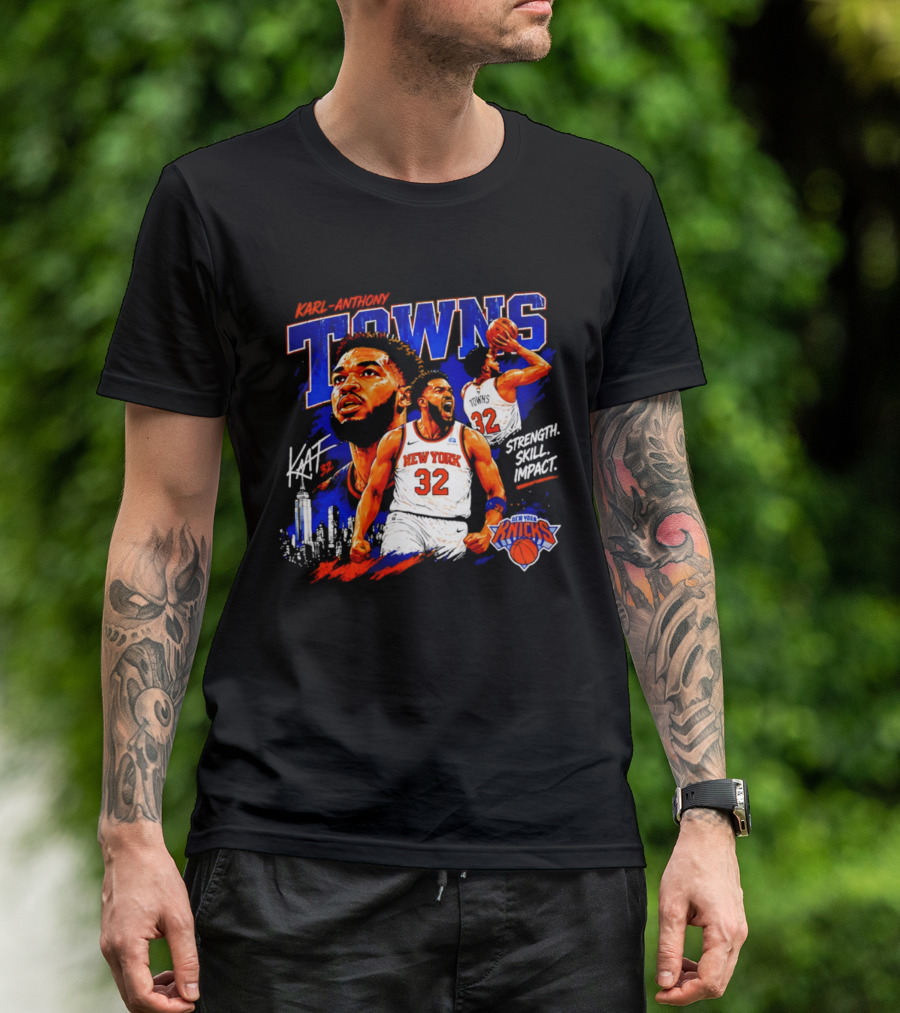 Karl Anthony Towns New York Knicks Strength Skill Impact 32 T-Shirt
