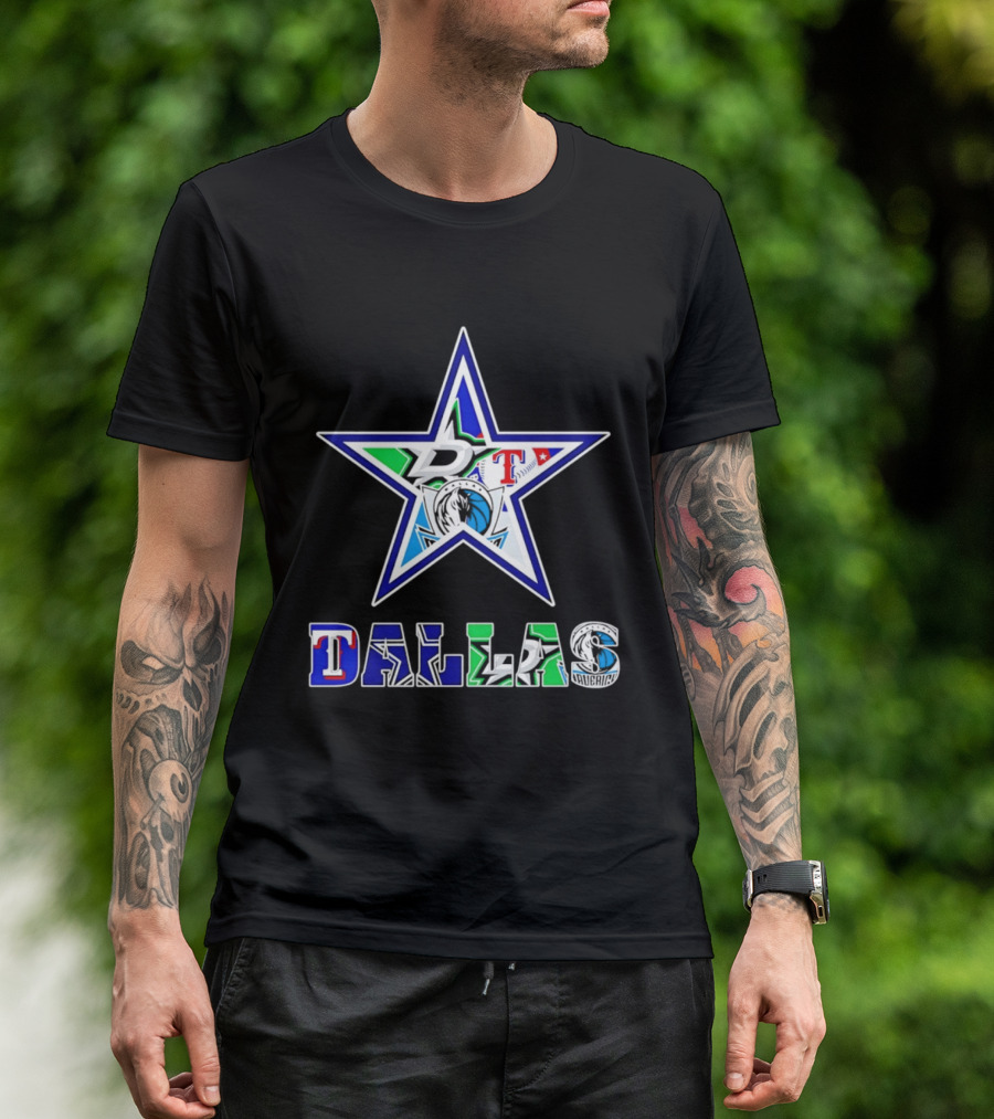 Dallas Cowboys Mavericks Stars Rangers Sports Team Star Mashup T-Shirt
