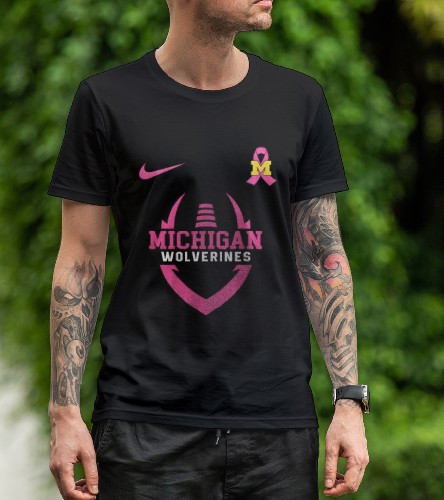 Michigan Wolverines Pink Out Real Fans Wear Pink Nike M T-Shirt