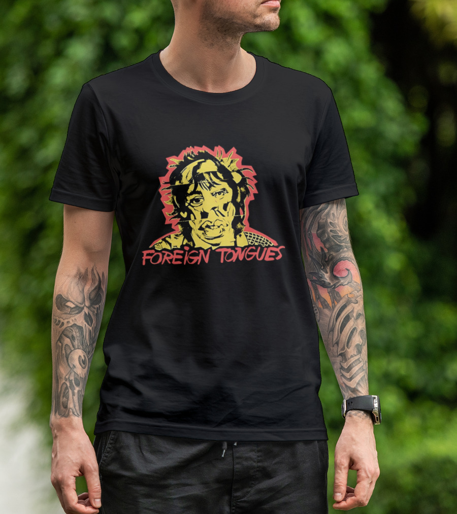 Foreign Tongues Neon Pop Art Vintage Retro 80s Distorted Face T-Shirt