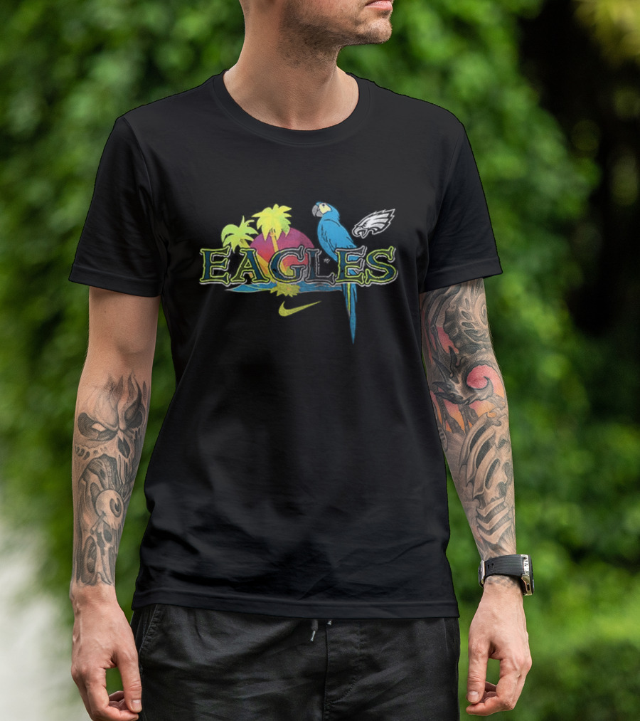 Philadelphia Eagles Parrot Tropical Vibes It's 5 O' Somewhere T-Shirt