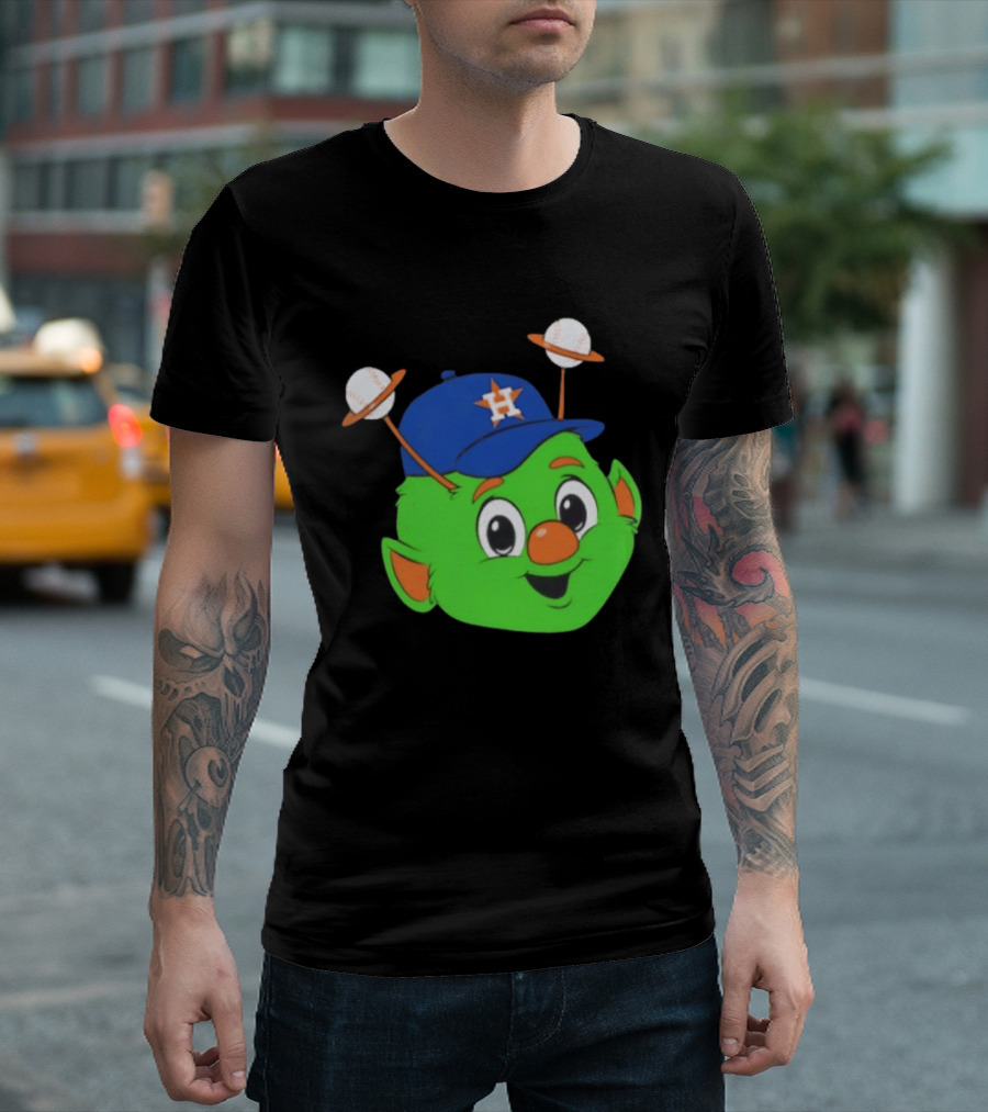 Houston Astros Orbit Character Face With Baseball Antennae T-Shirt