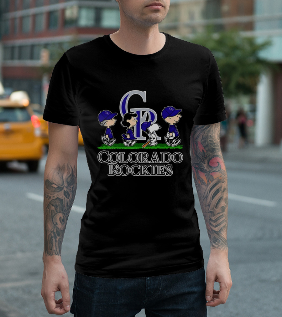 Colorado Rockies Snoopy Charlie Brown Linus Lucy Baseball 2026 T-Shirt