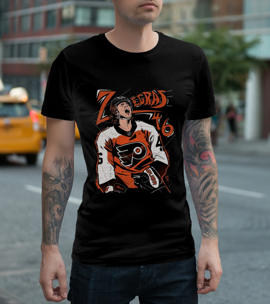 Zegras 46 Philadelphia Flyers Hockey Bauer Sports T-Shirt