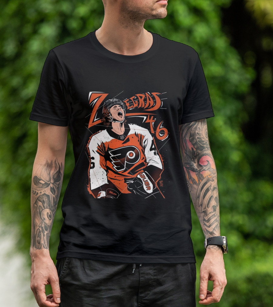 Zegras 46 Philadelphia Flyers Hockey Bauer Sports T-Shirt
